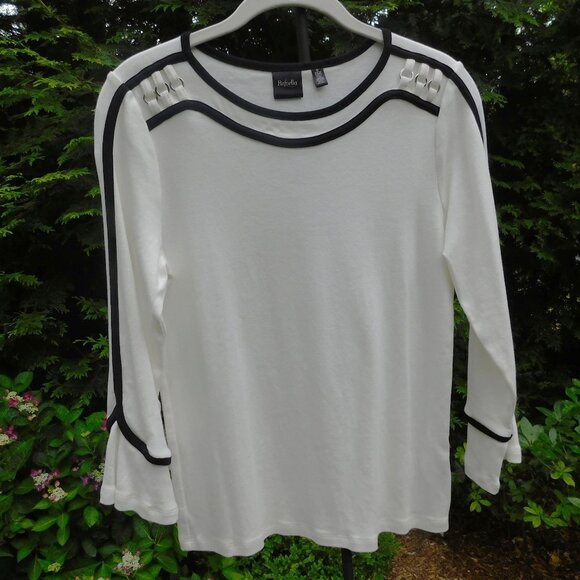 Rafaella Tops - Rafaella Soft & Stretchy Embellished Bell-Sleeve Top